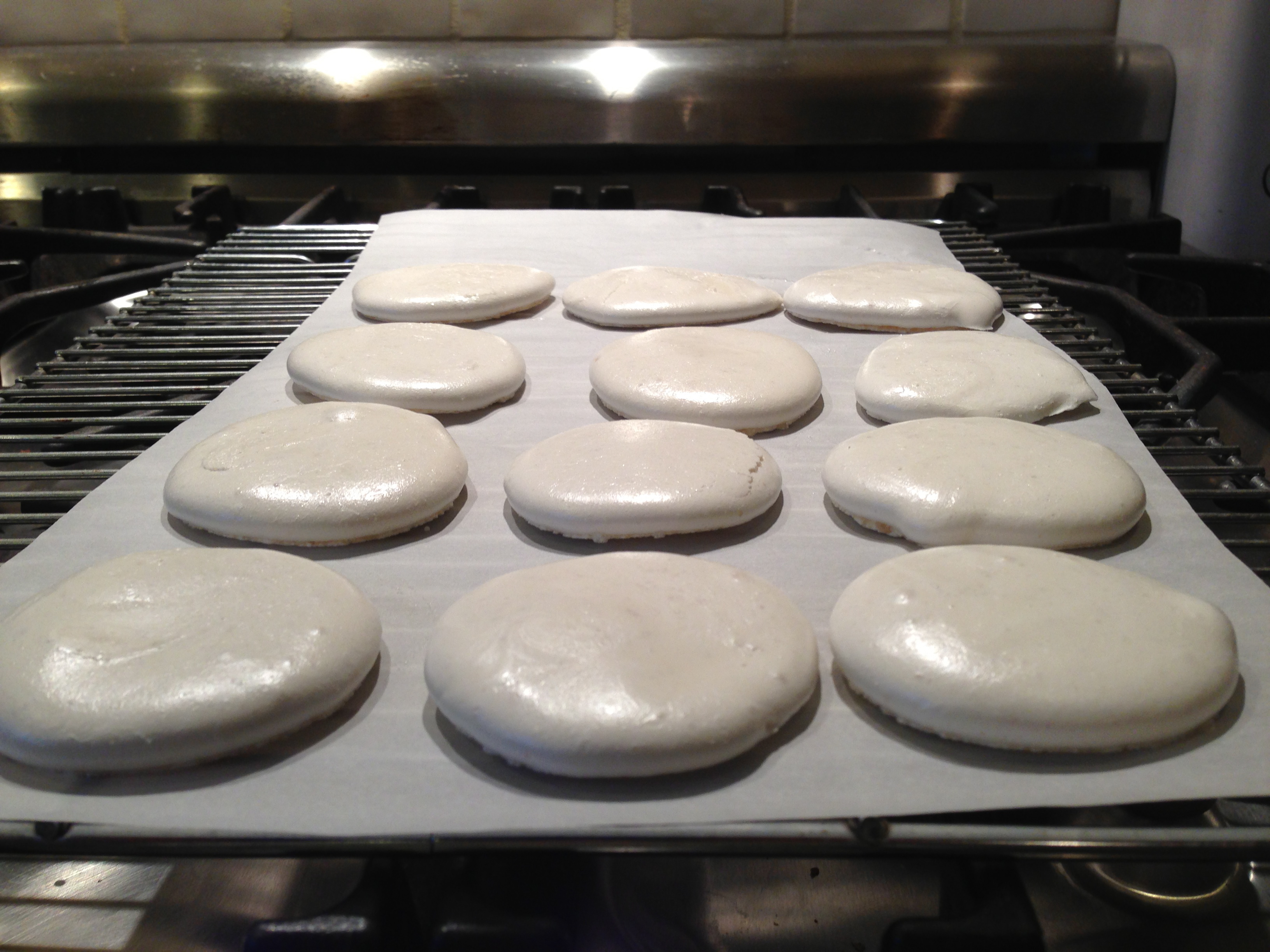 Meringues out of the oven.