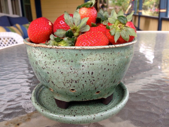 Wheel thrown berry bowl with plate.