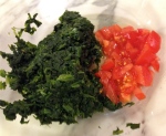 Steamed spinach and chopped tomato.