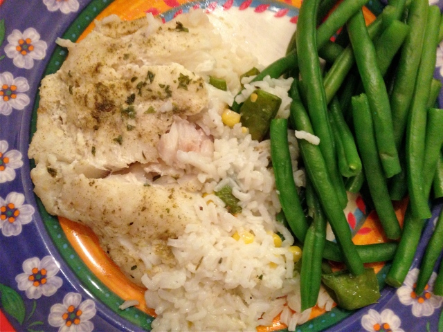 Baked Cod with Steamed Green Beans.