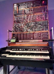 Keith Emerson of Emerson, Lake and Palmer played this Hammon electric tone wheel organ on the 1971 album Tarkus and on tour. Emerson also adapted and used this analog synthesizer.